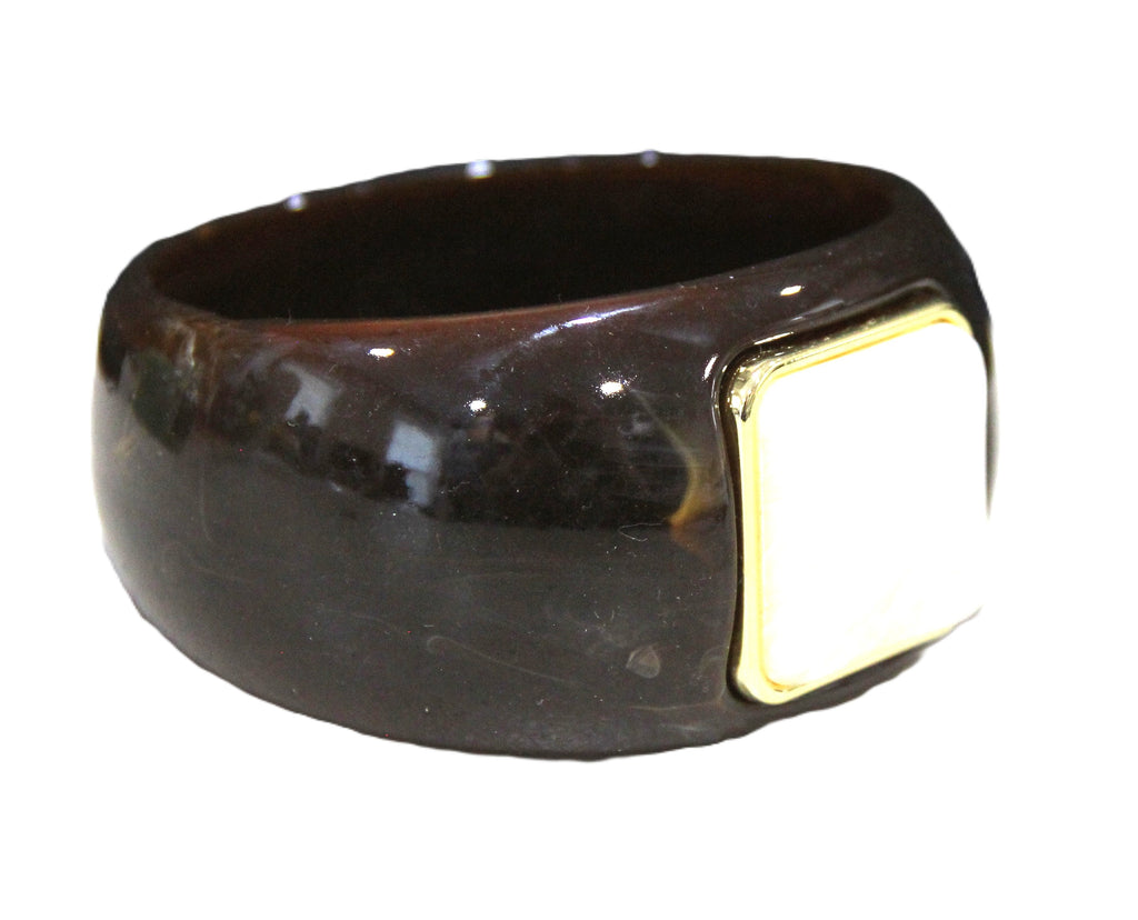 CONTEMPORARY RESIN BANGLE BRACELET - BAILEY'S CREAM CHOCOLATE SQUARE