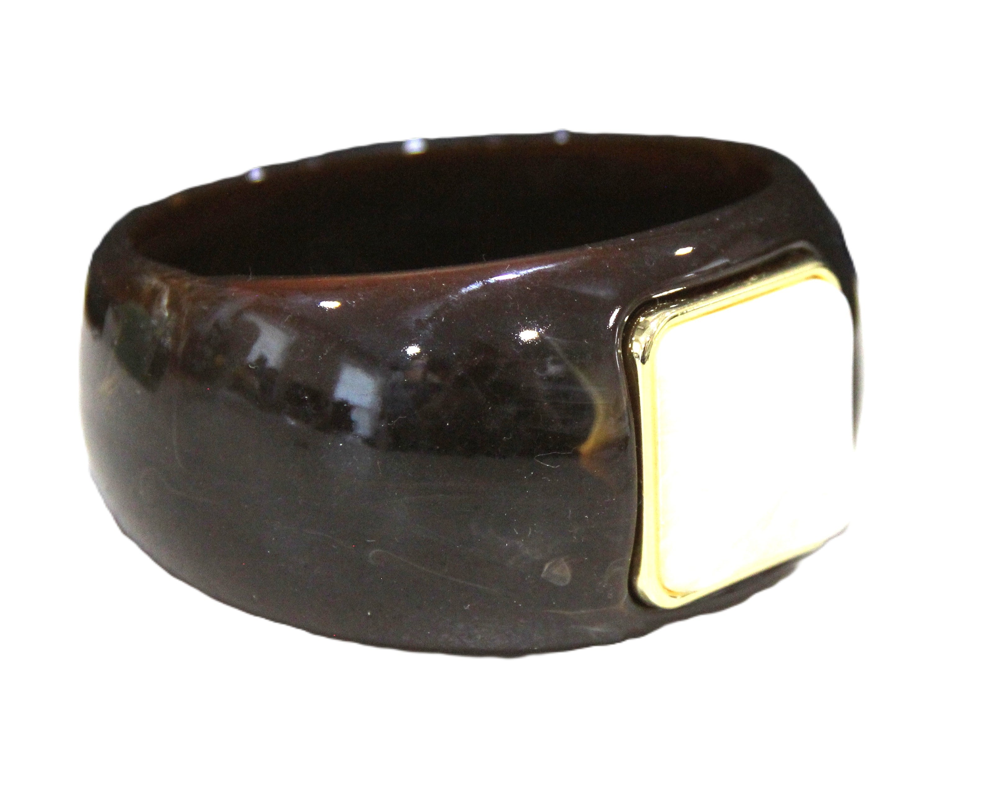 CONTEMPORARY RESIN BANGLE BRACELET - BAILEY'S CREAM CHOCOLATE SQUARE
