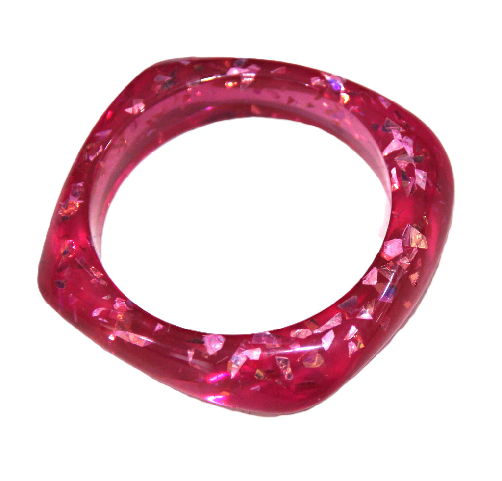 PINK FUCHSIA FOIL MODERN RESIN BANGLE BRACELET
