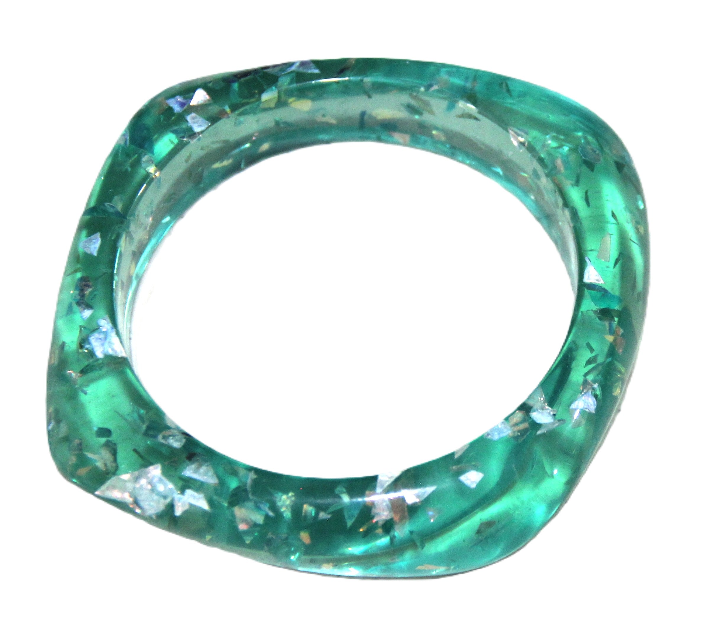 TEAL FOIL MODERN RESIN BANGLE BRACELET