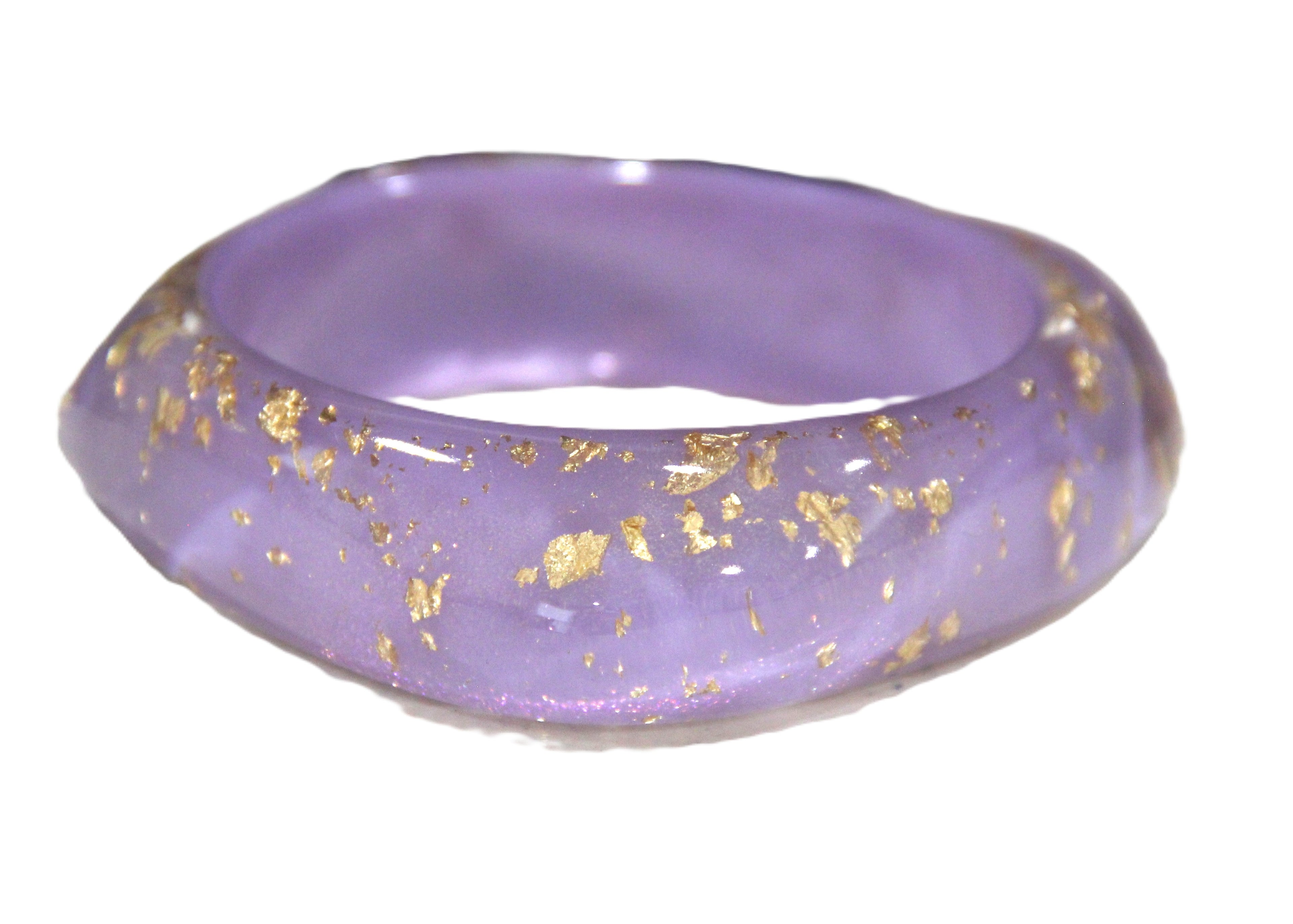 GOLD FOIL PURPLE MODERN RESIN BANGLE BRACELET