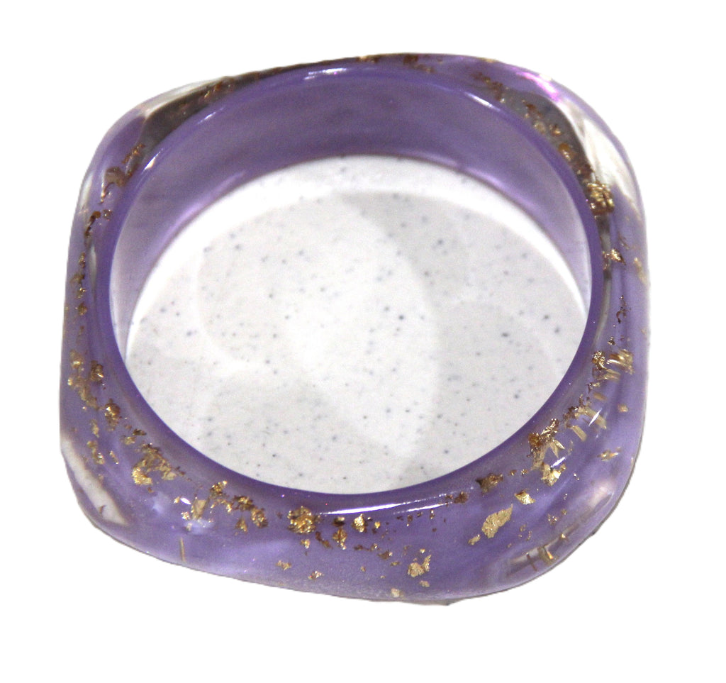 GOLD FOIL PURPLE MODERN RESIN BANGLE BRACELET