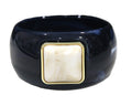 CONTEMPORARY RESIN BANGLE BRACELET - NAVY CREAM SQUARE