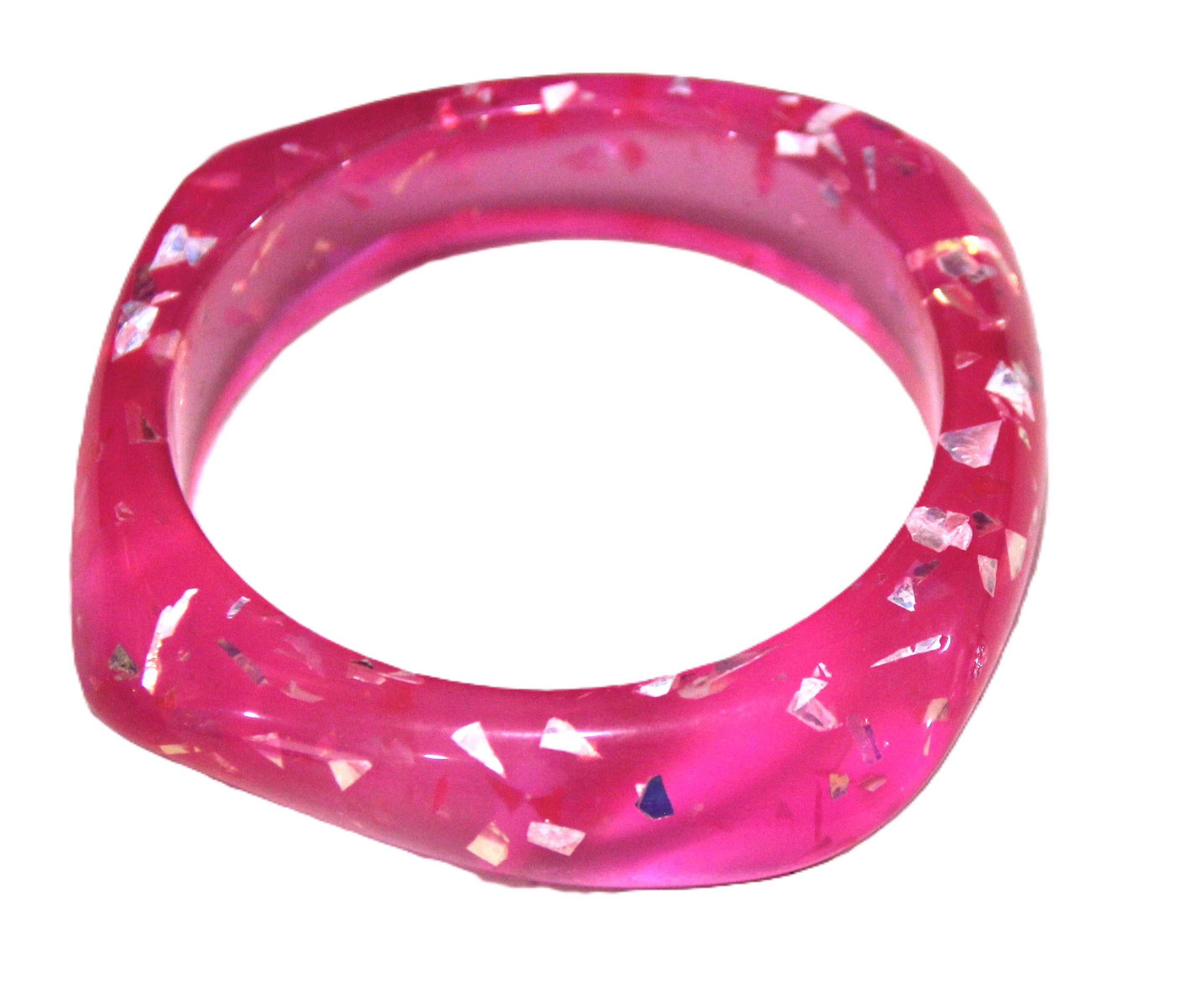 LIGHT PINK FOIL MODERN RESIN BANGLE BRACELET 
