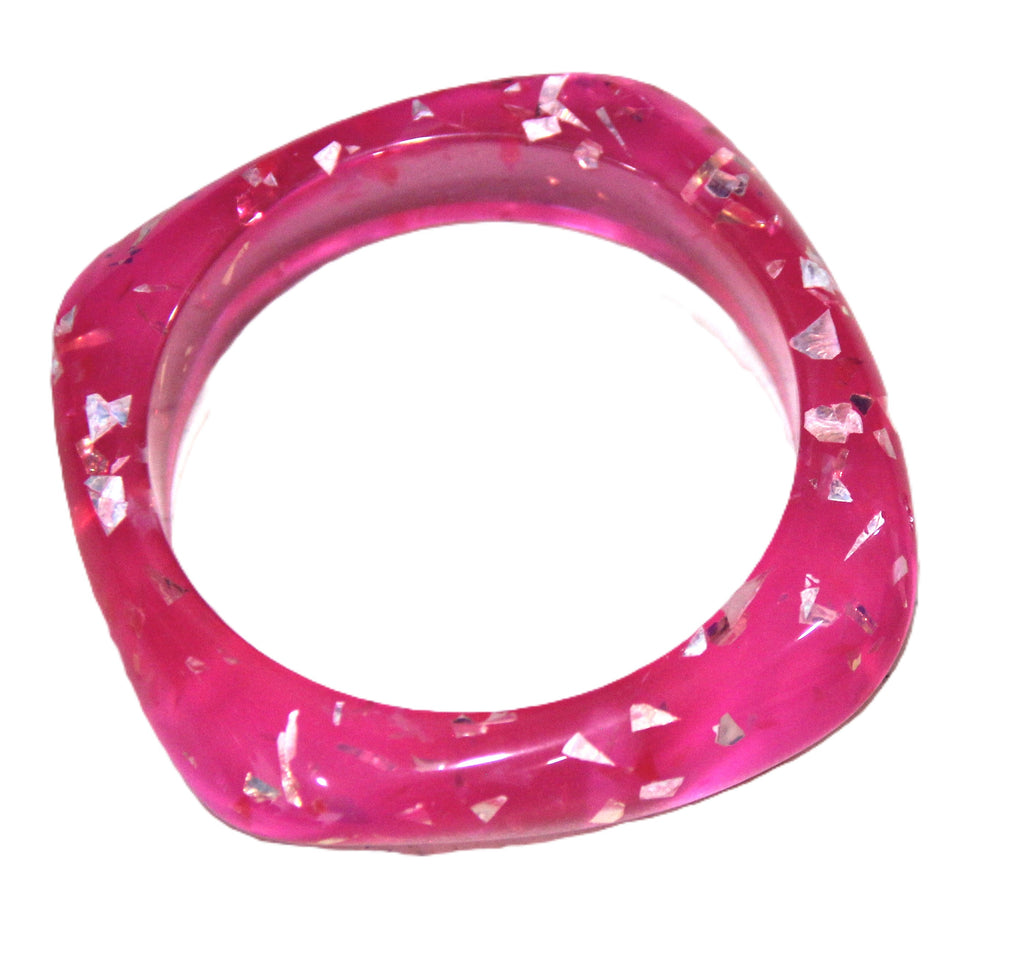 LIGHT PINK FOIL MODERN RESIN BANGLE BRACELET 