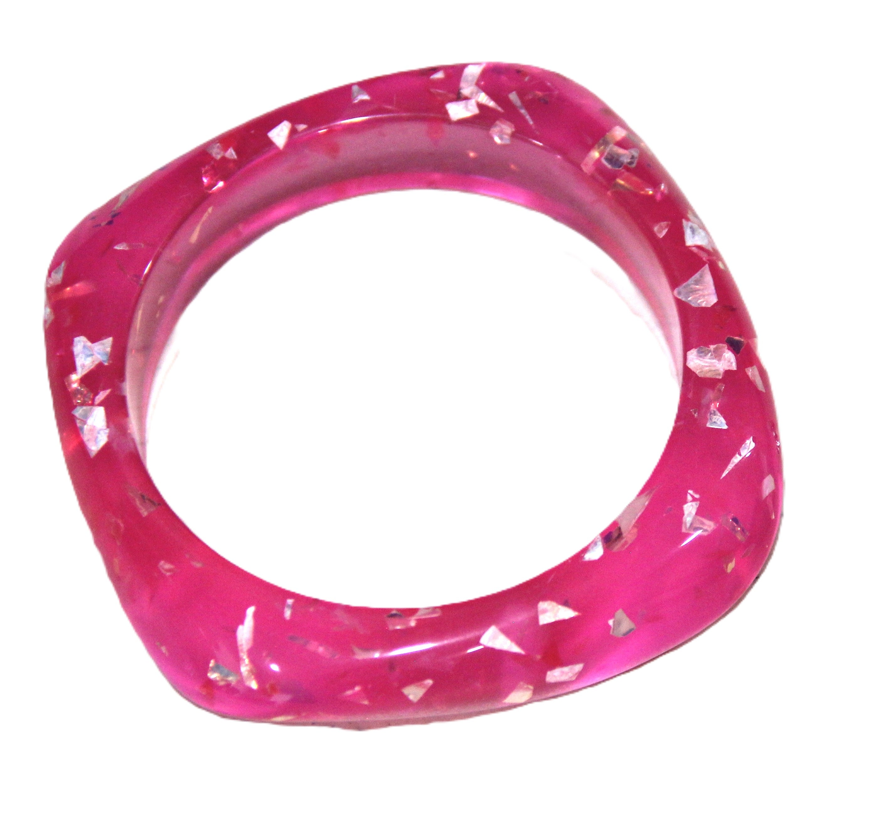 LIGHT PINK FOIL MODERN RESIN BANGLE BRACELET 
