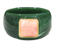 CONTEMPORARY RESIN BANGLE BRACELET - GREEN PINK SWIRL SQUARE