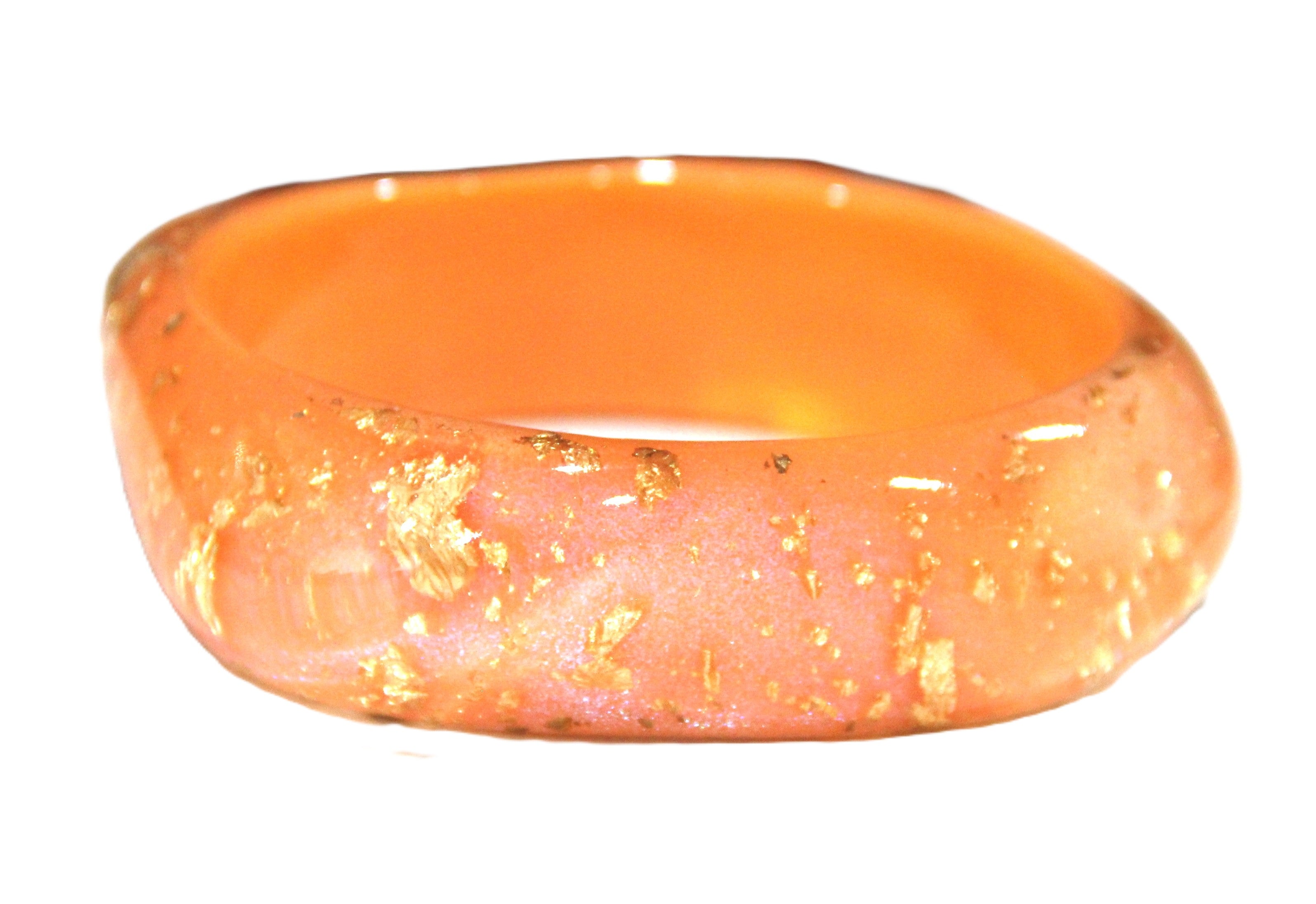 GOLD FOIL PEACHY PINK MODERN RESIN BANGLE BRACELET