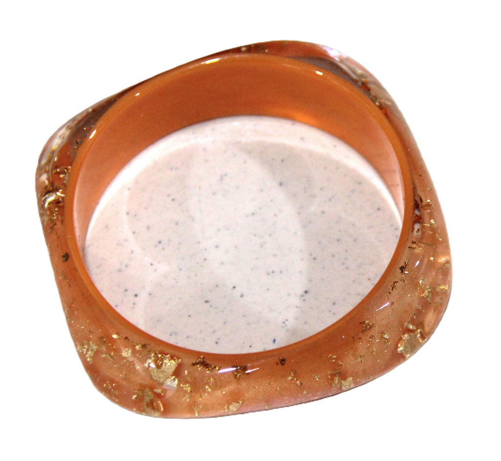 GOLD FOIL PEACHY PINK MODERN RESIN BANGLE BRACELET