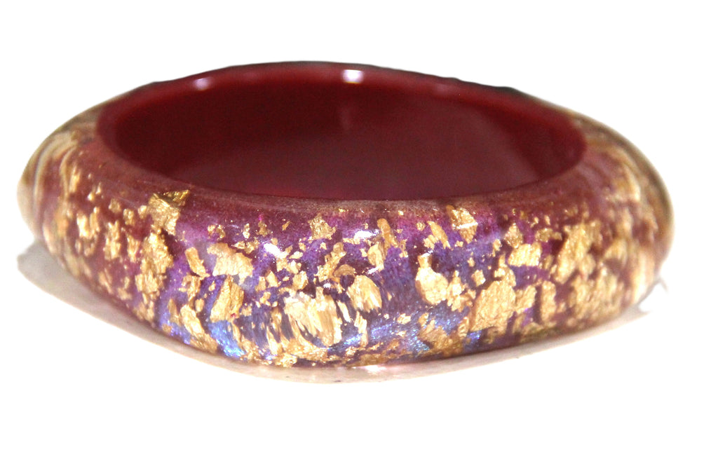 GOLD FOIL RED GALAXY MODERN RESIN BANGLE BRACELET