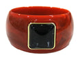 CONTEMPORARY RESIN BANGLE BRACELET - RUST RED BLACK SQUARE