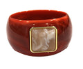 CONTEMPORARY RESIN BANGLE BRACELET - RUST RED CREAM SQUARE