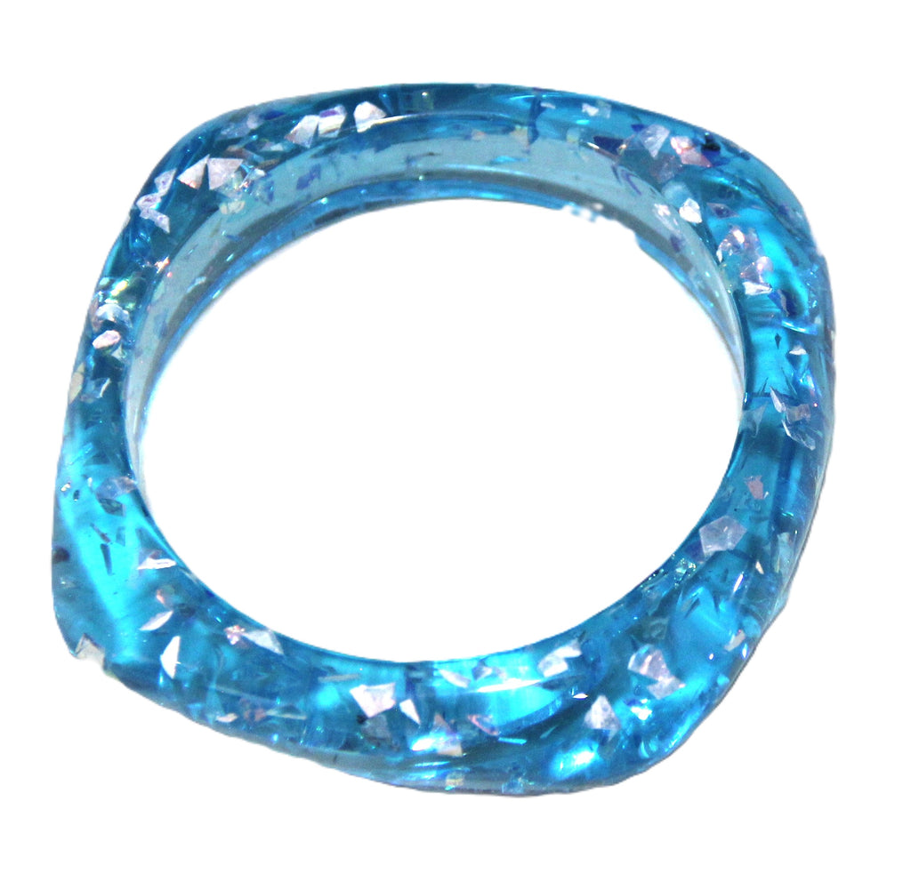 TURQUOISE FOIL MODERN RESIN BANGLE BRACELET