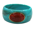 CONTEMPORARY RESIN BANGLE BRACELET - TURQUOISE RUST RED OVAL