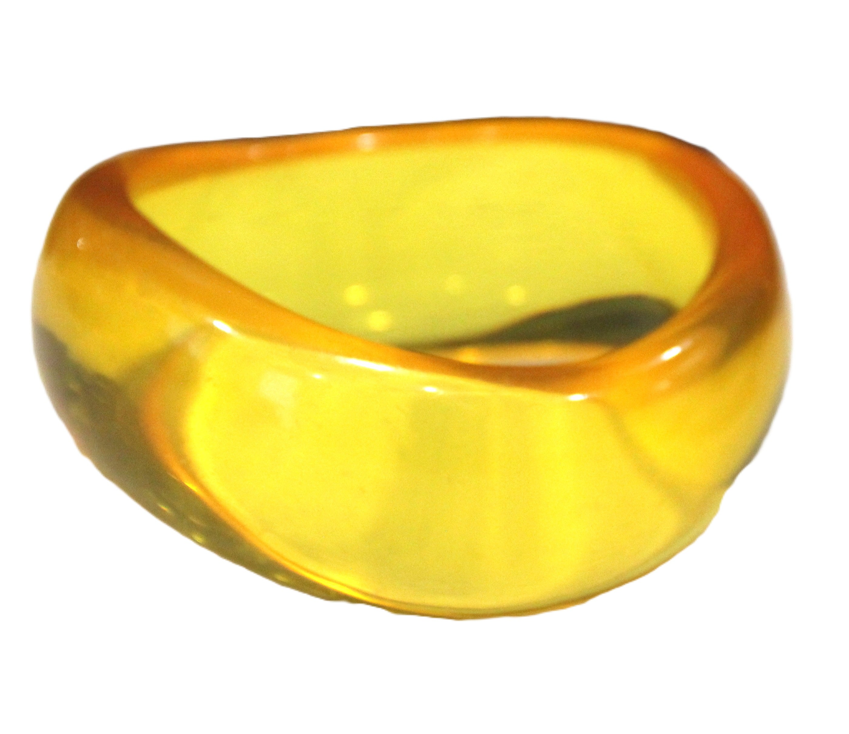 YELLOW TRANSLUCENT BLOB SHAPE MODERN RESIN BANGLE BRACELET 