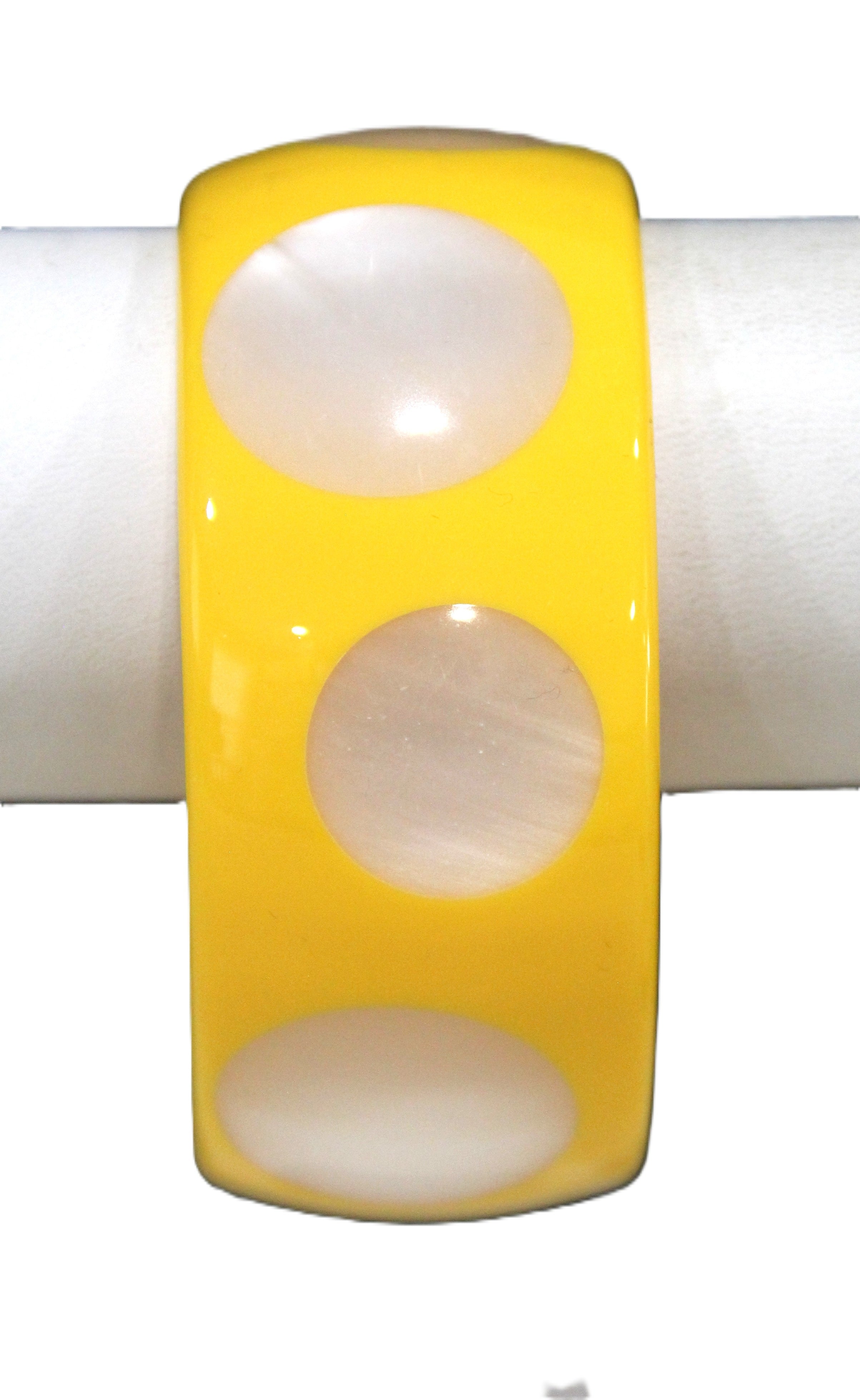YELLOW & MOP DOT MODERN RESIN BANGLE BRACELET