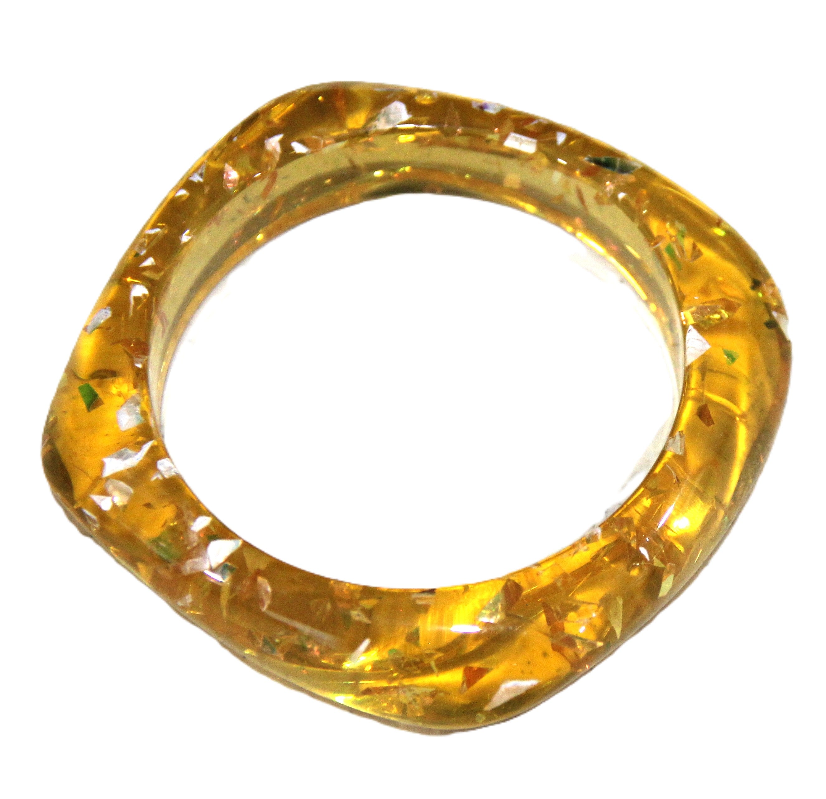 YELLOW FOIL MODERN RESIN BANGLE BRACELET