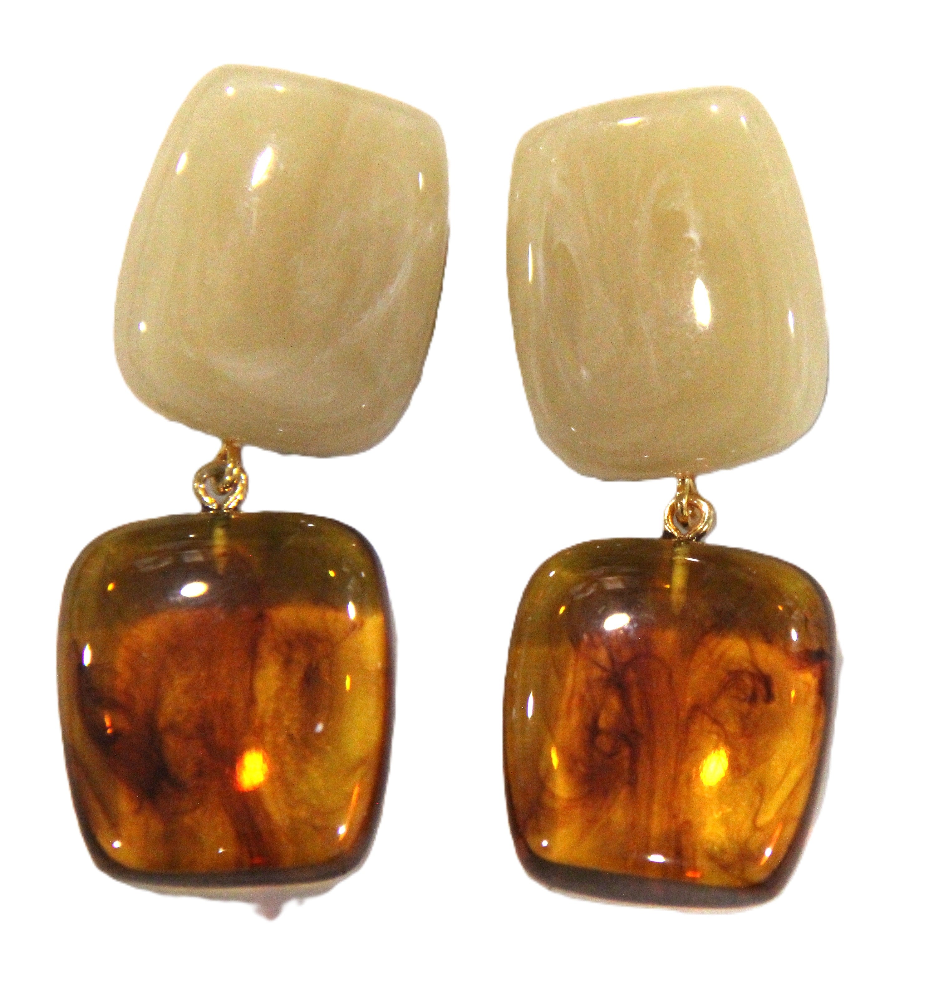 CONTEMPORARY RESIN DANGLE PIERCED EARRINGS