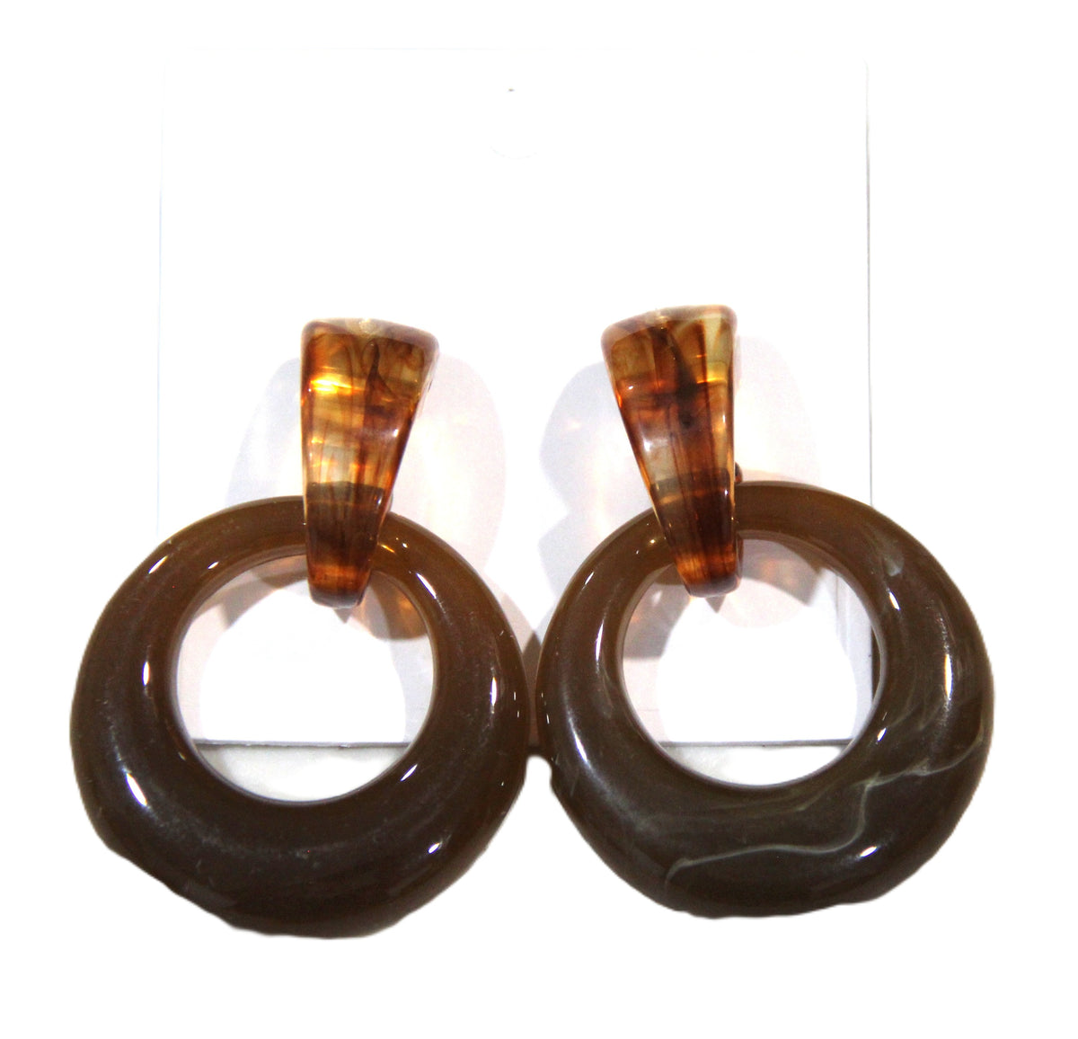 CONTEMPORARY RESIN HOOP PIERCED EARRINGS - AMBER 