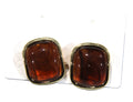 CONTEMPORARY AMBER SWIRL RESIN PIERCED EARRINGS