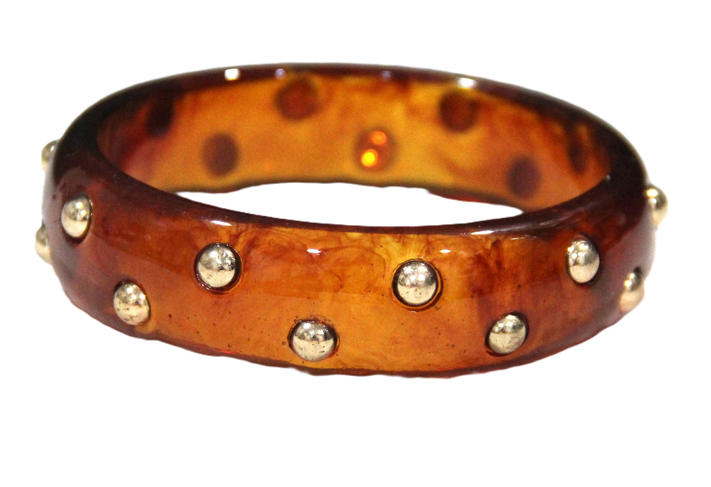 CONTEMPORARY AMBER RESIN STUD BANGLE BRACELET