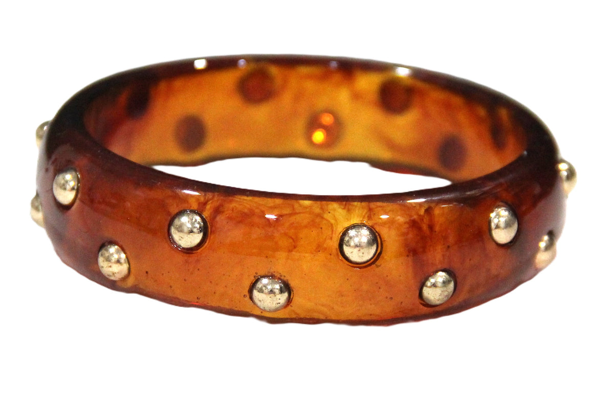 CONTEMPORARY AMBER RESIN STUD BANGLE BRACELET
