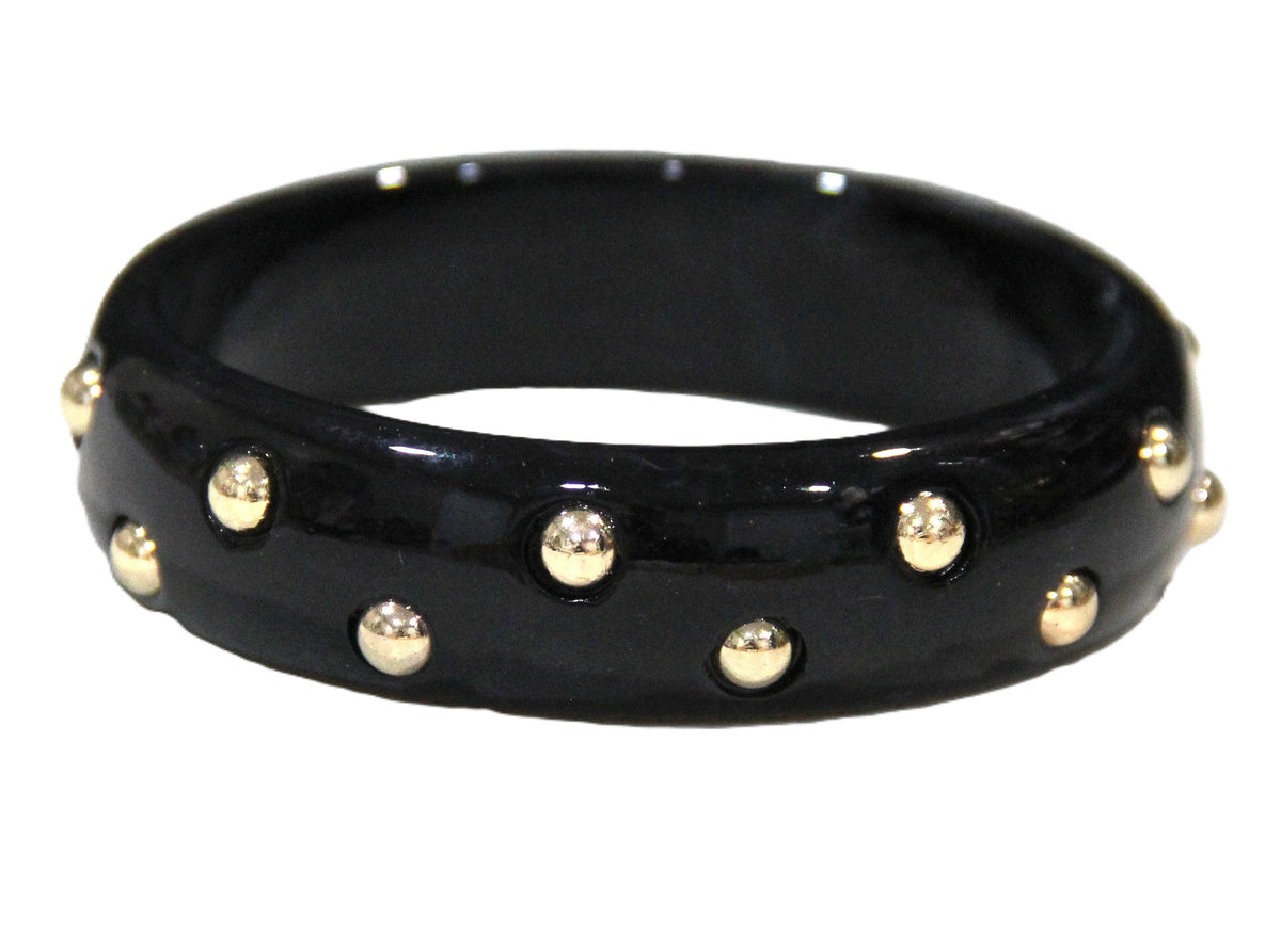 CONTEMPORARY BLACK RESIN STUD BANGLE BRACELET