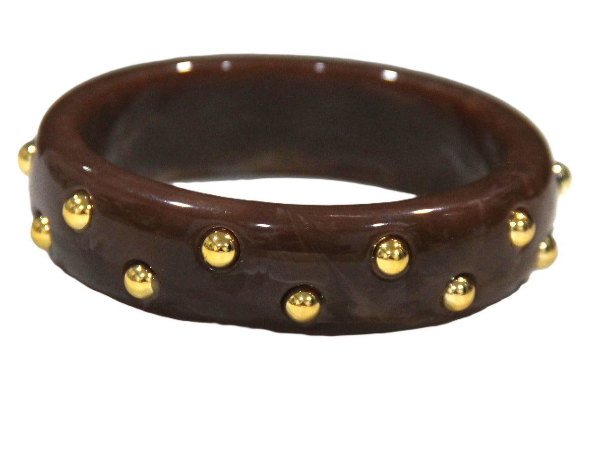 CONTEMPORARY COFFEE BROWN RESIN STUD BANGLE BRACELET