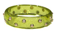 CONTEMPORARY TRANSLUCENT APPLE GREEN SPARKLE RESIN STUD BANGLE BRACELET