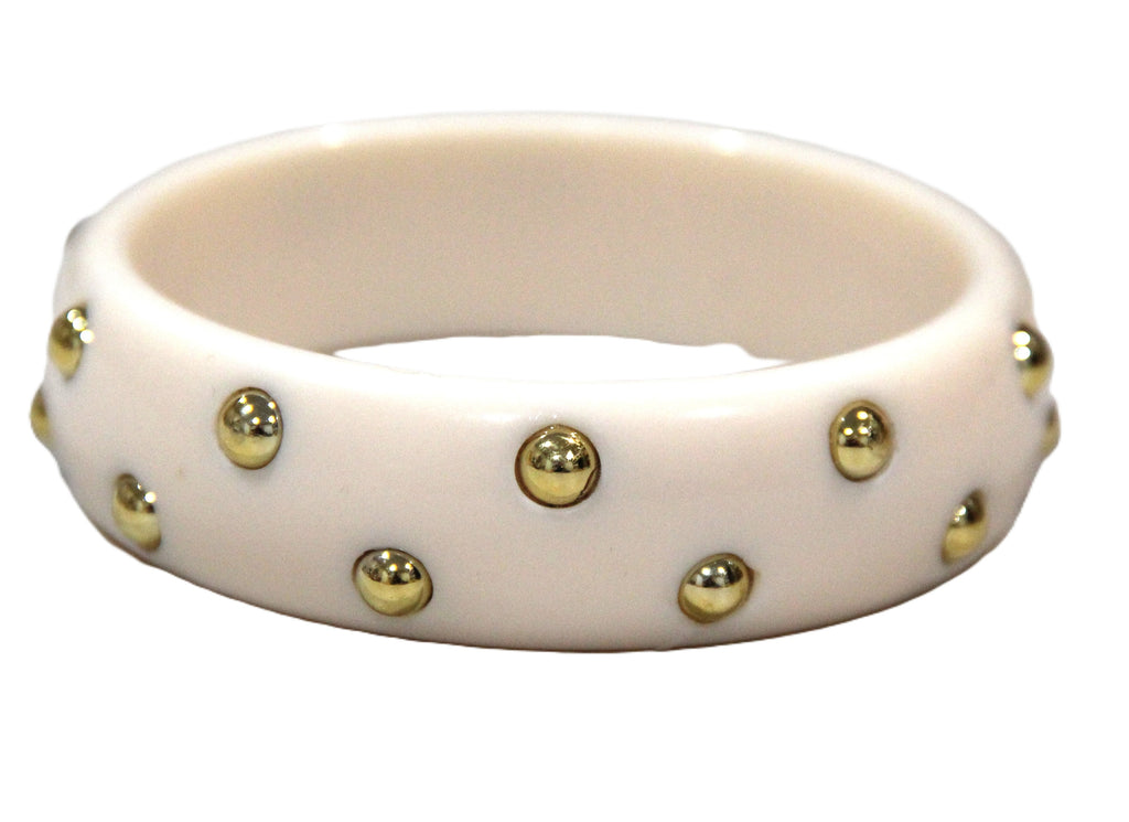 CONTEMPORARY WINTER WHITE RESIN STUD BANGLE BRACELET