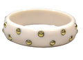 CONTEMPORARY WINTER WHITE RESIN STUD BANGLE BRACELET