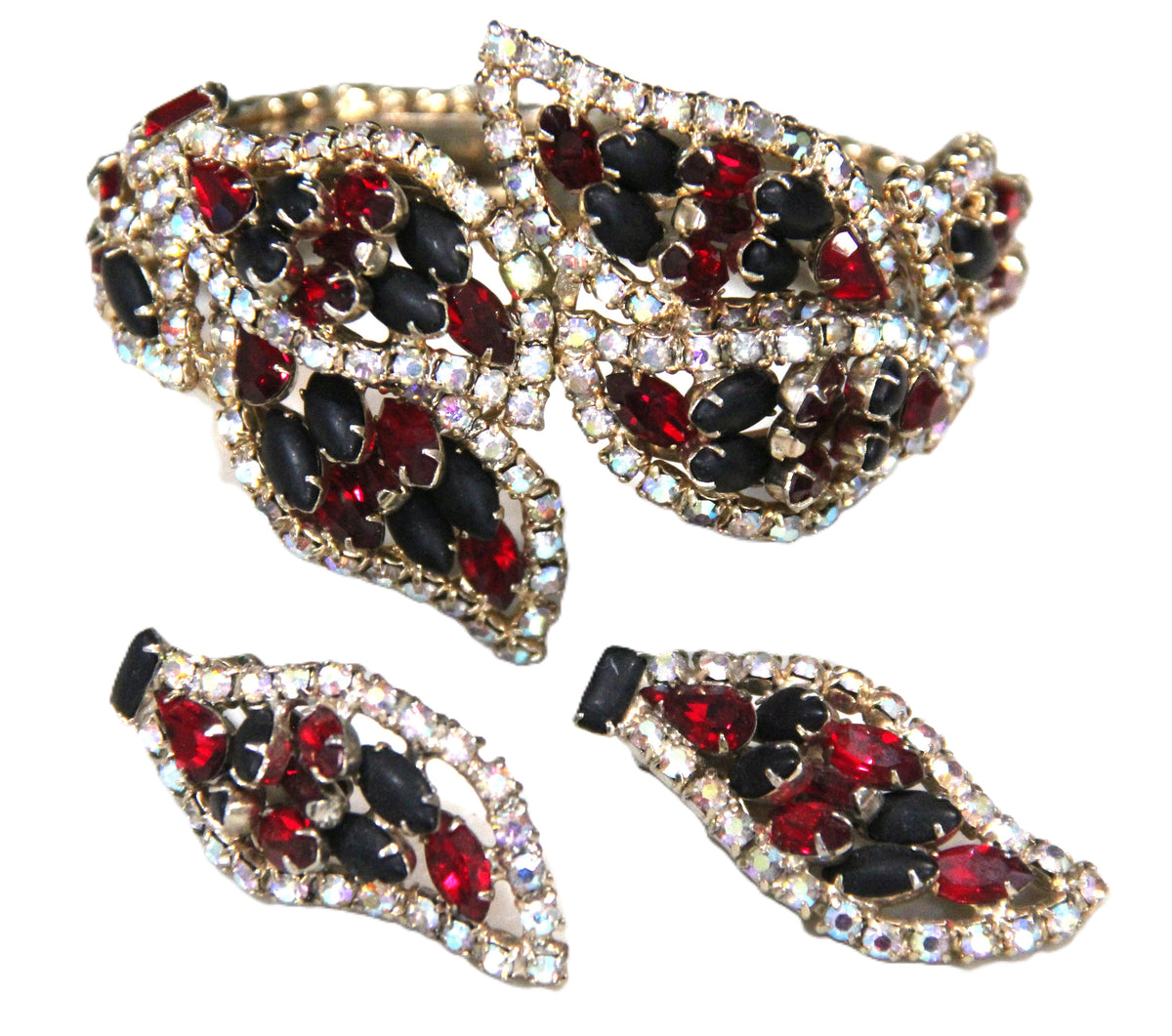 VINTAGE RHINESTONE BRACELET & EARRINGS SET
