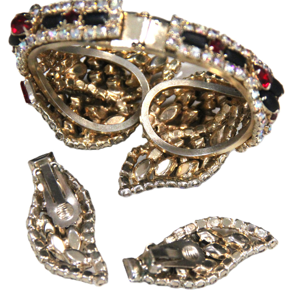 VINTAGE RHINESTONE BRACELET & EARRINGS SET