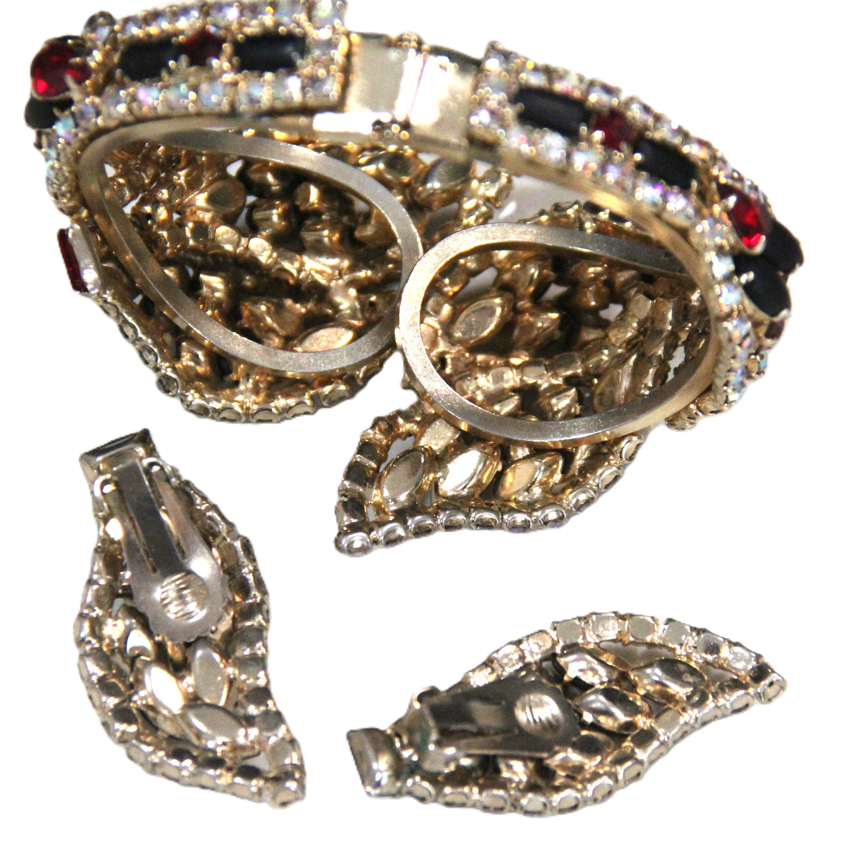 VINTAGE RHINESTONE BRACELET & EARRINGS SET