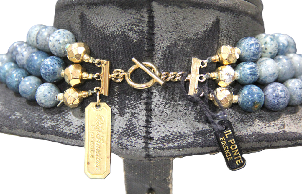 1980'S RITA FRASCIONE ITALIAN DESIGNER GEMSTNE NECKLACE - DEAD STOCK