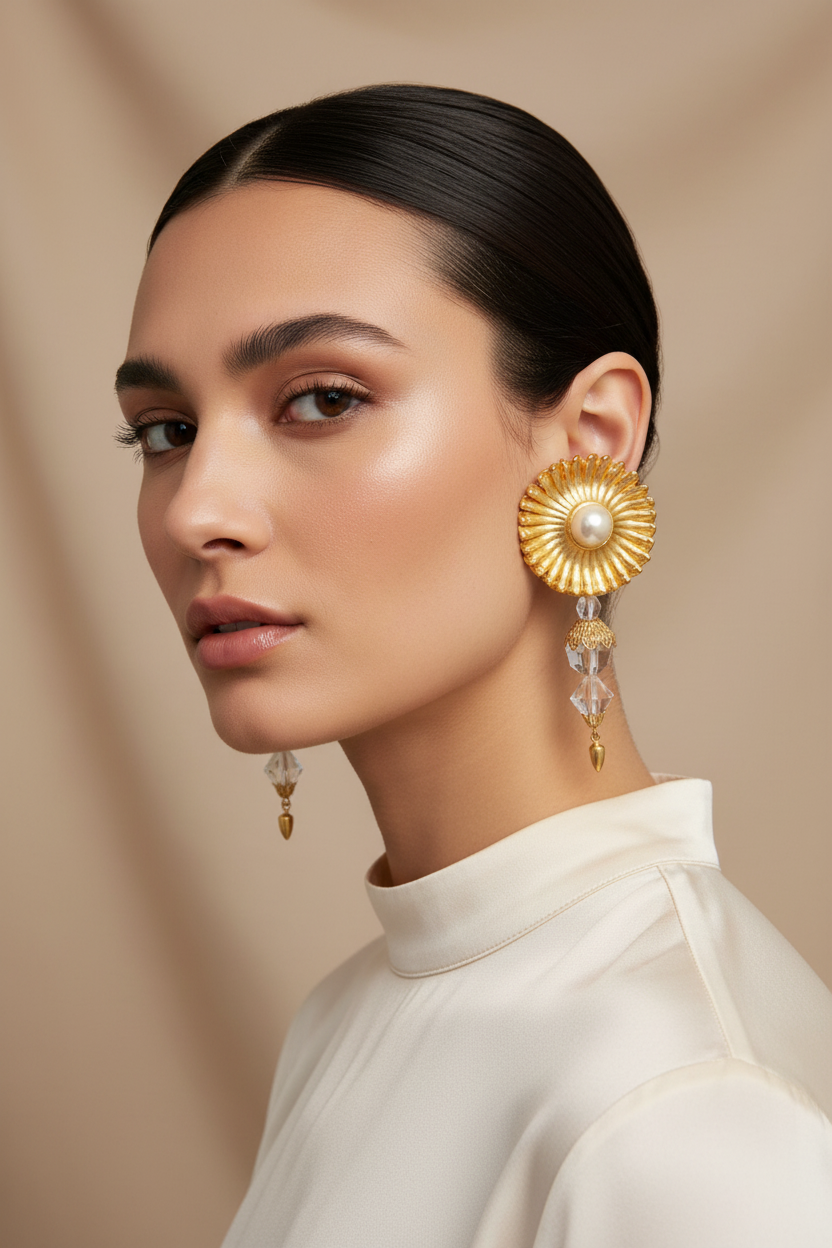 Ro-do for Sak's vintage matte gold sunflower earrings