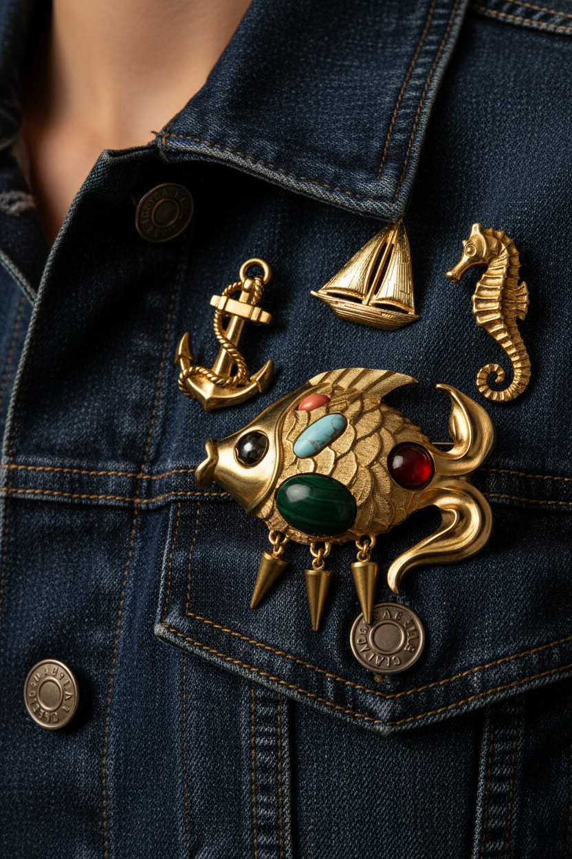 RO-DO fish brooch for Sak's 1980's