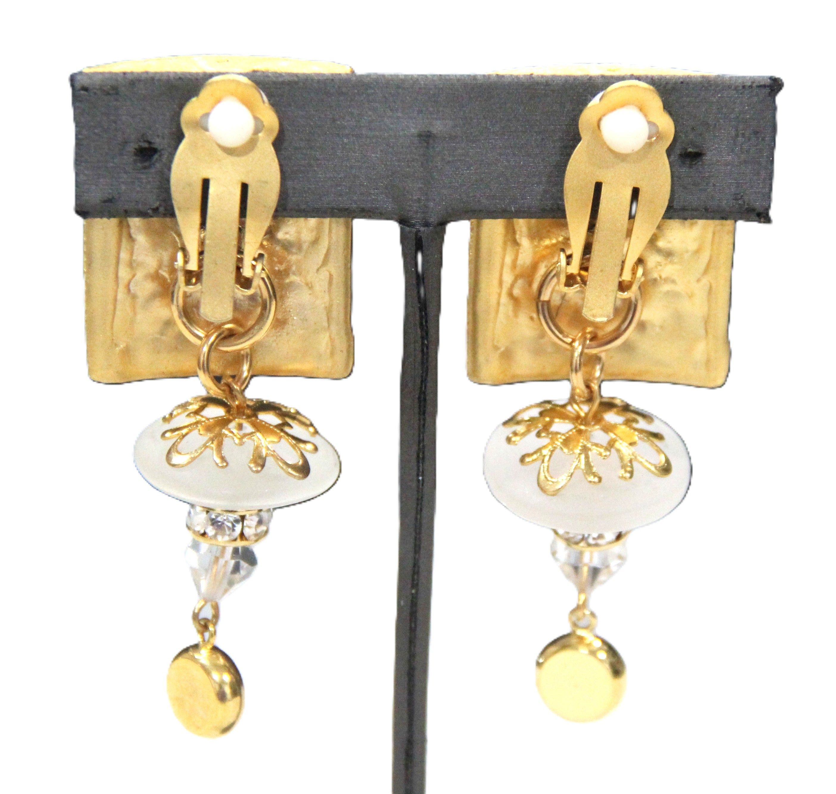 Ro-do for Sak's vintage gold and crystal dangle earrings