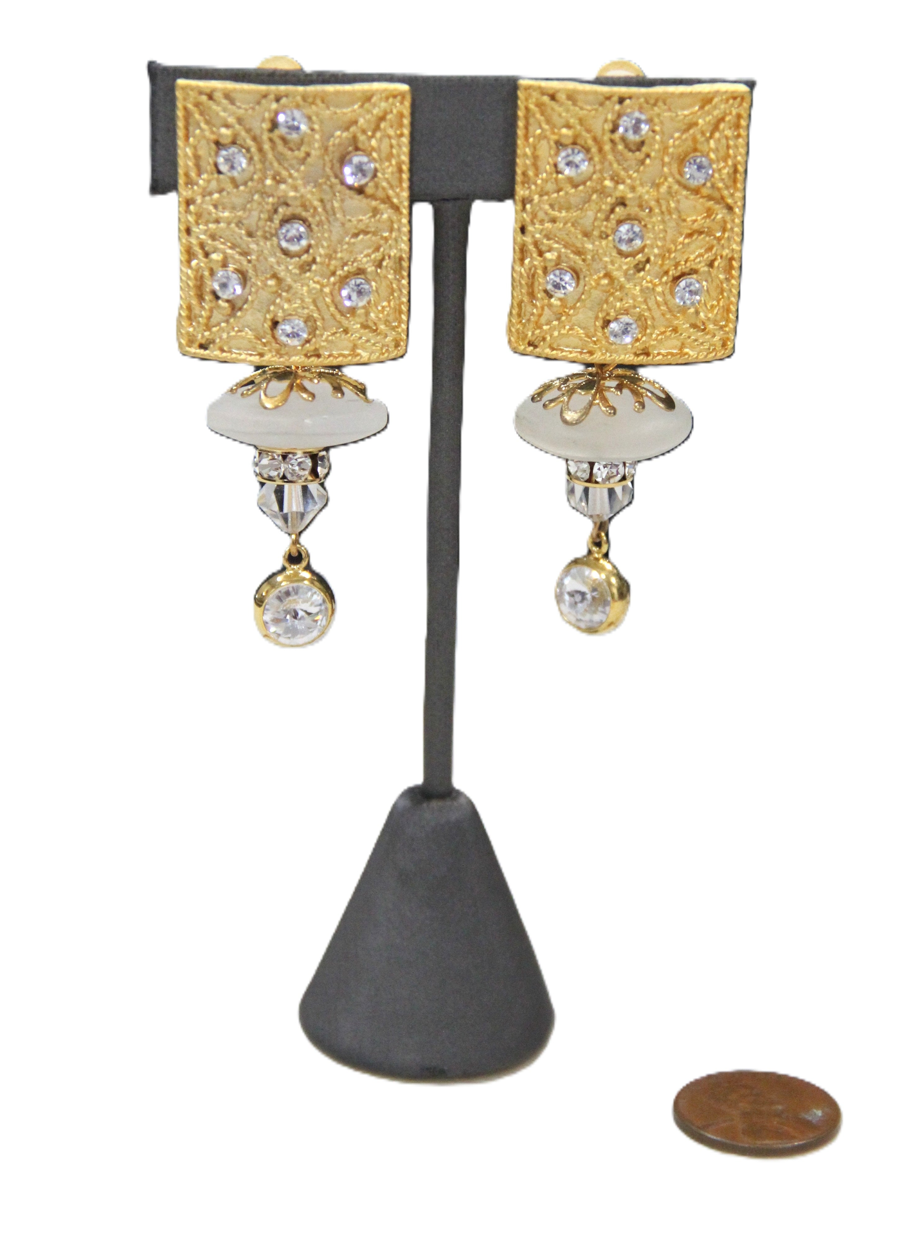 Ro-do for Sak's vintage gold and crystal dangle earrings