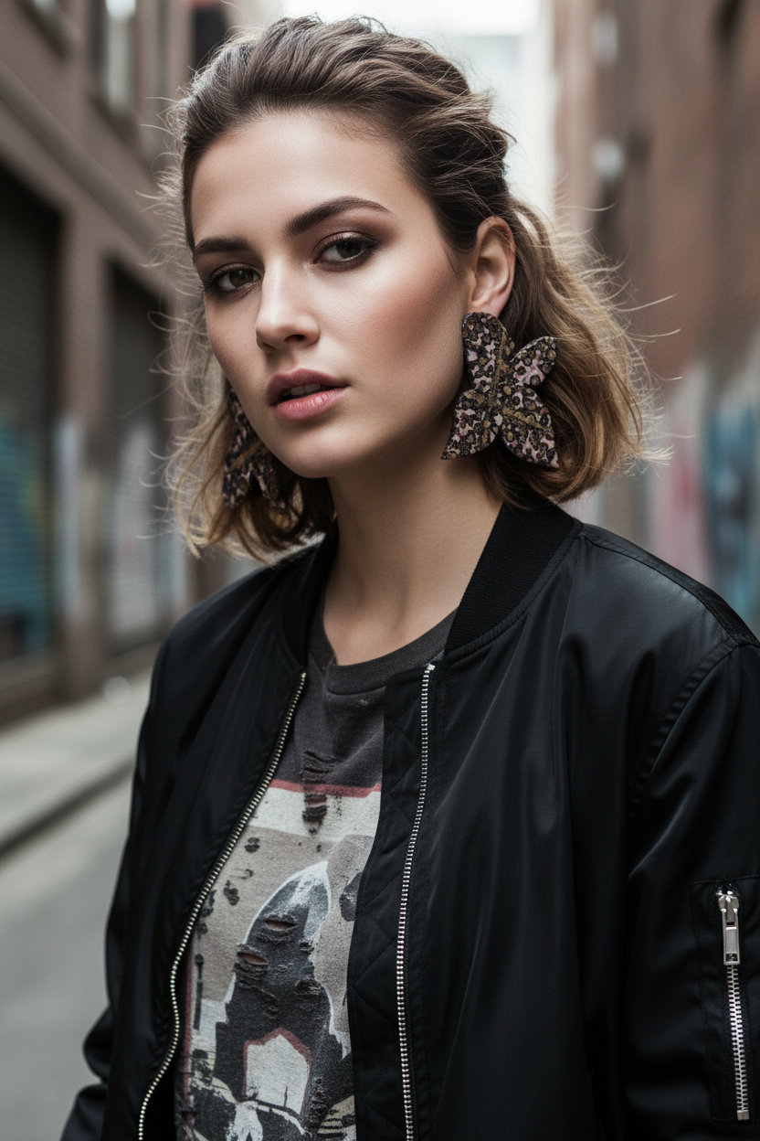 RO-DO sak's leopard jasper huge butterfly earrings