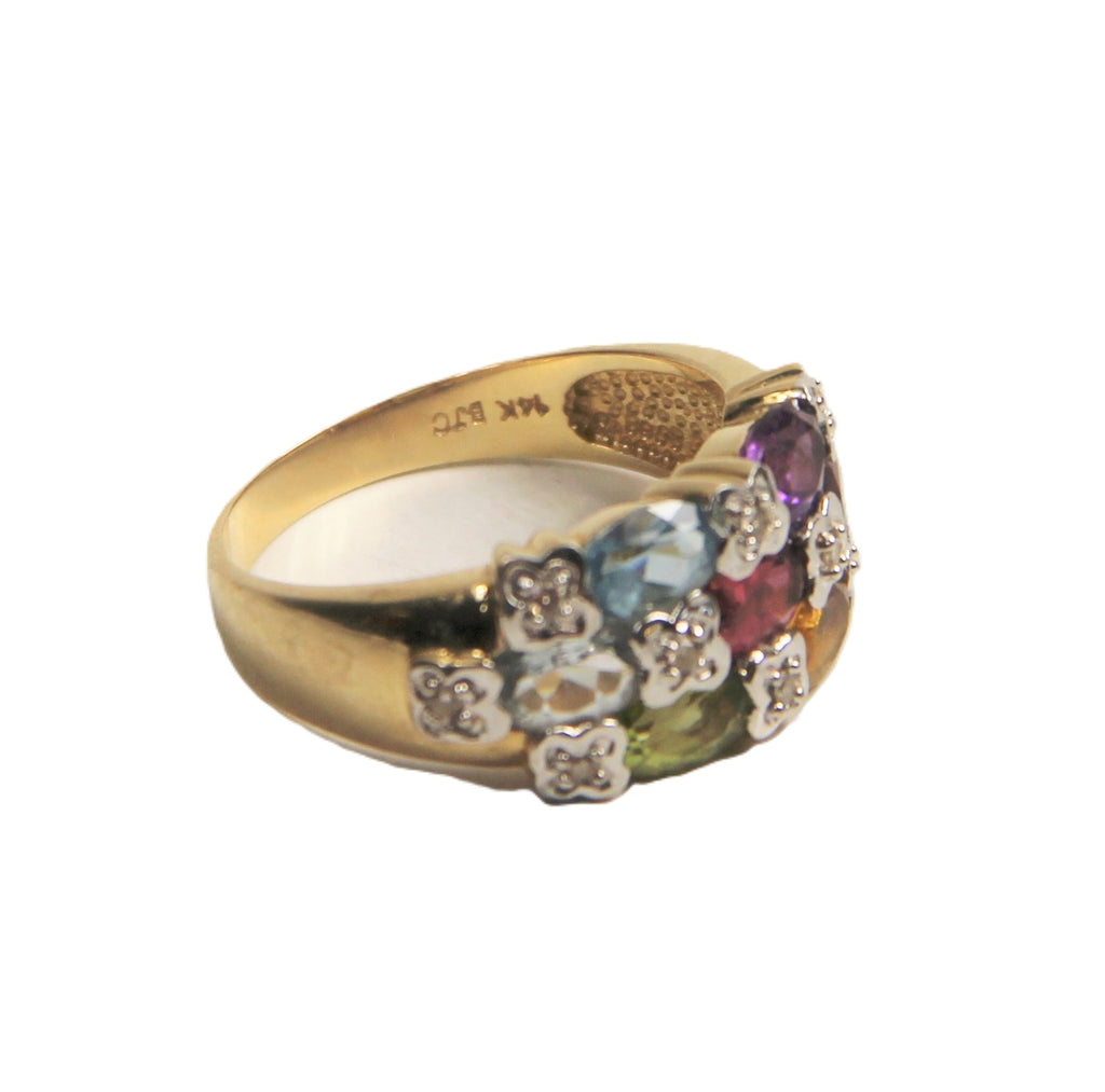 Multicolored gemstone ring with 14KT GOLD gold band by Samuel Benham