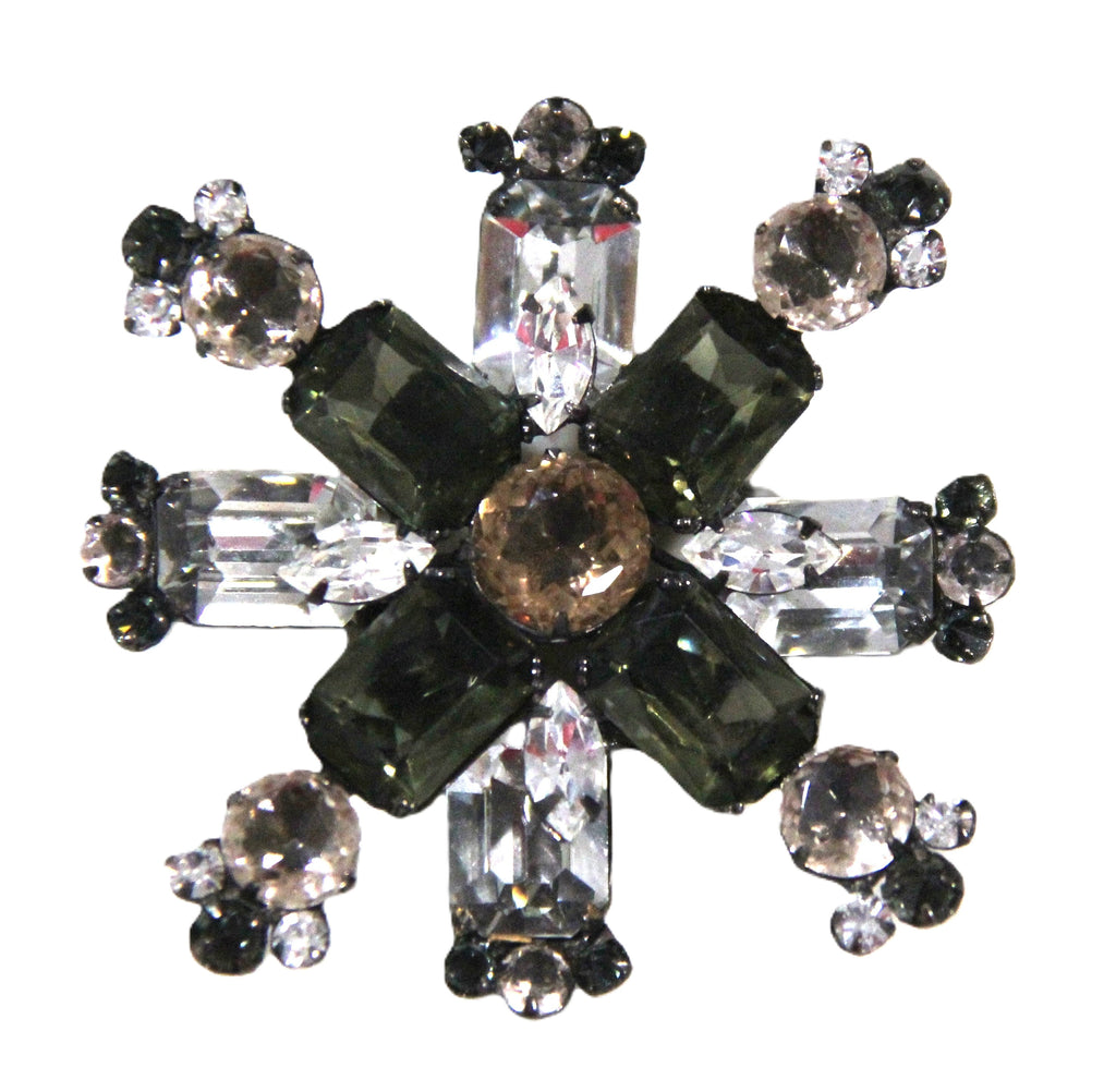 SCHREINER SIGNED VINTAGE SNOWFLAKE RHINESTONE BROOCH