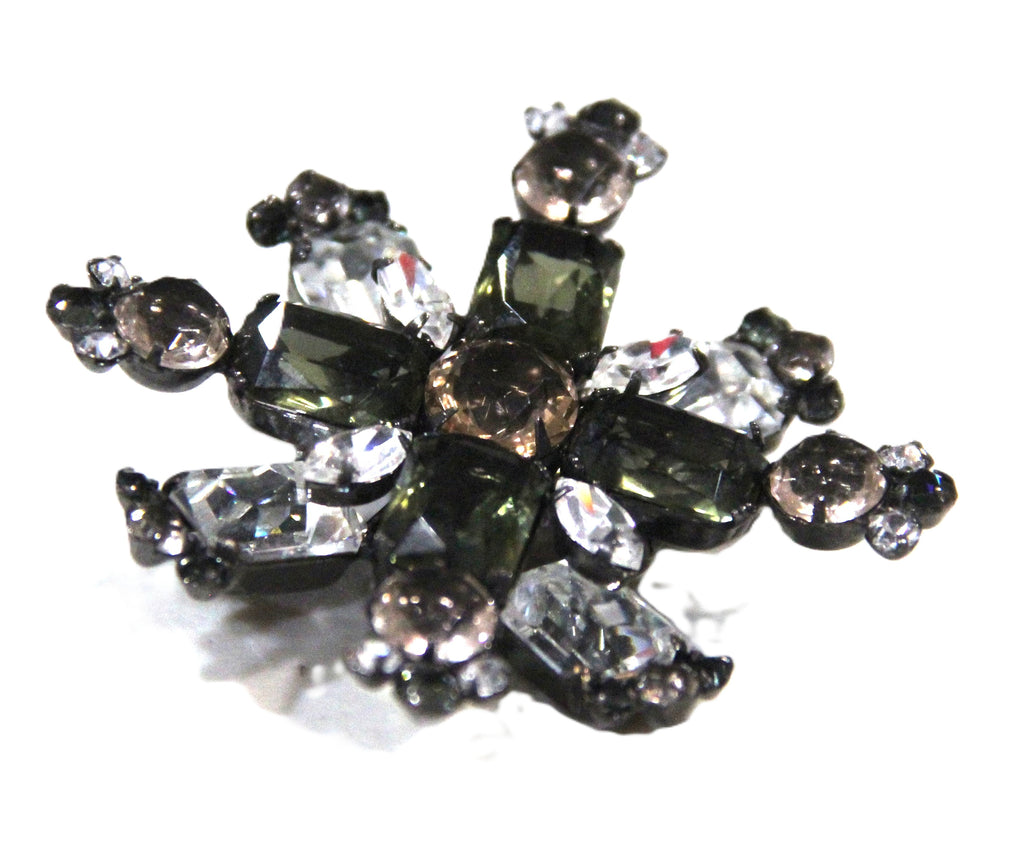 SCHREINER SIGNED VINTAGE SNOWFLAKE RHINESTONE BROOCH