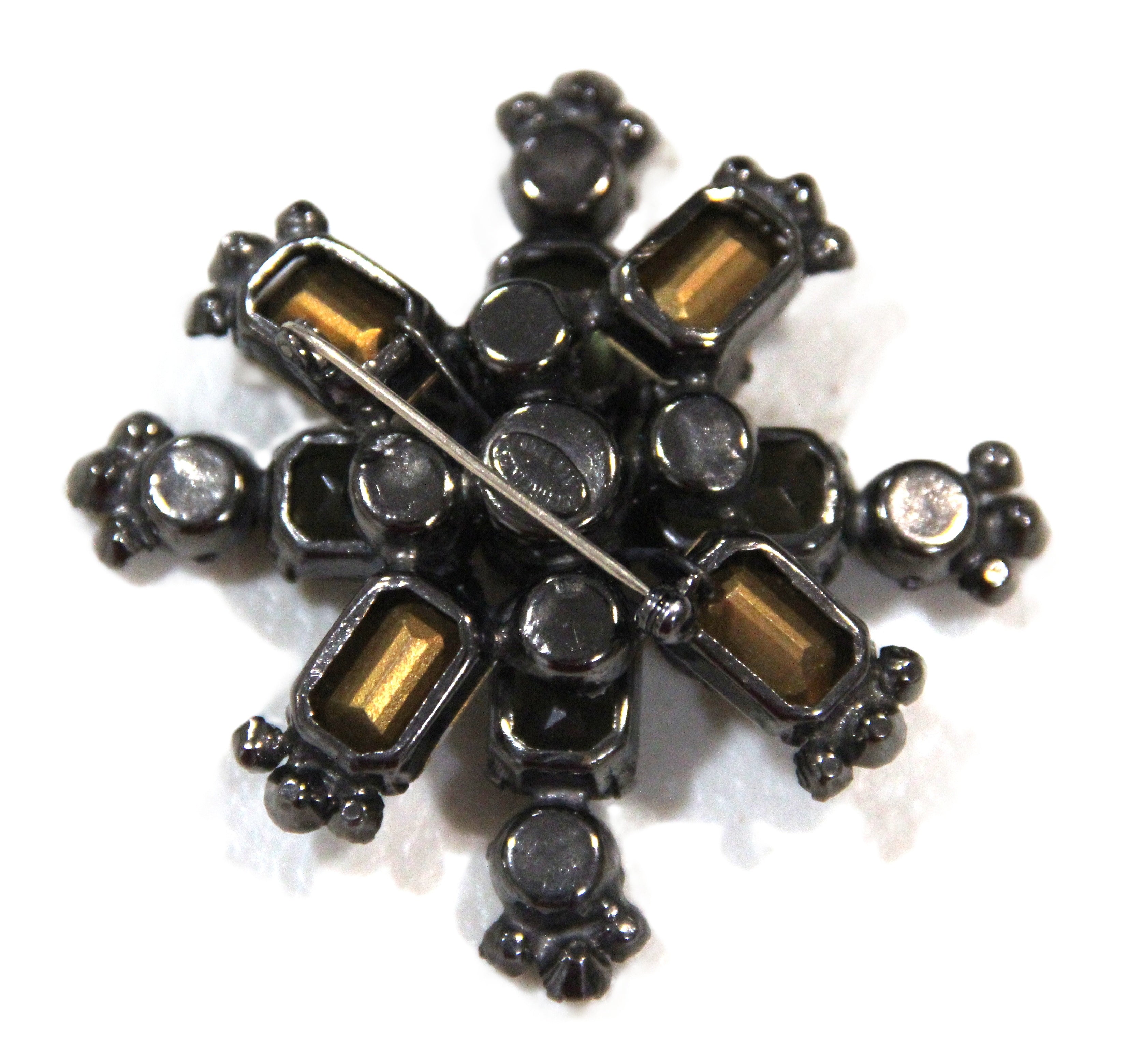 SCHREINER SIGNED VINTAGE SNOWFLAKE RHINESTONE BROOCH