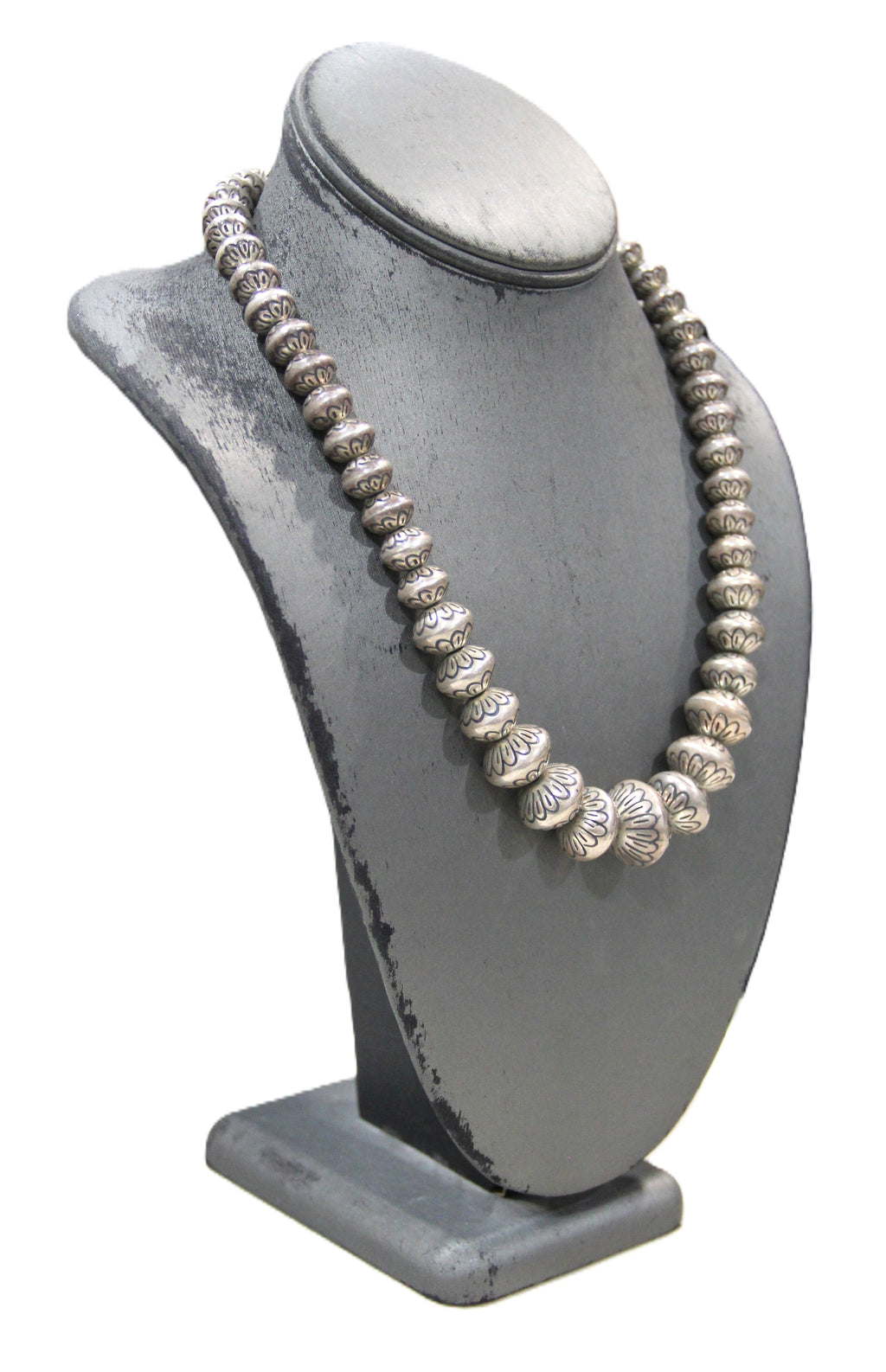 SELINA WARNER EMBOSSED NAVAJO PEARL STERLING SILVER NECKLACE