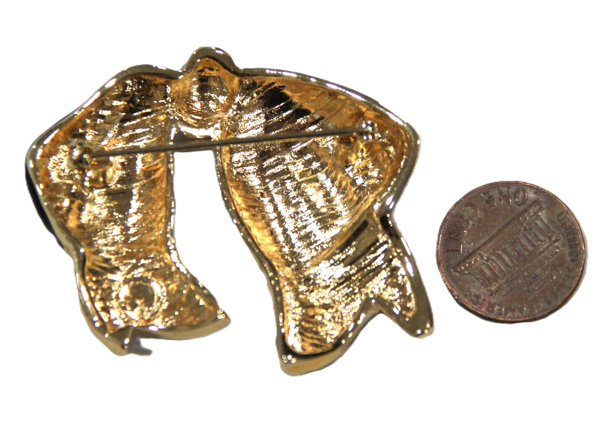 ST JOHN VINTAGE ENAMEL & PAVE CRYSTAL BOW BROOCH