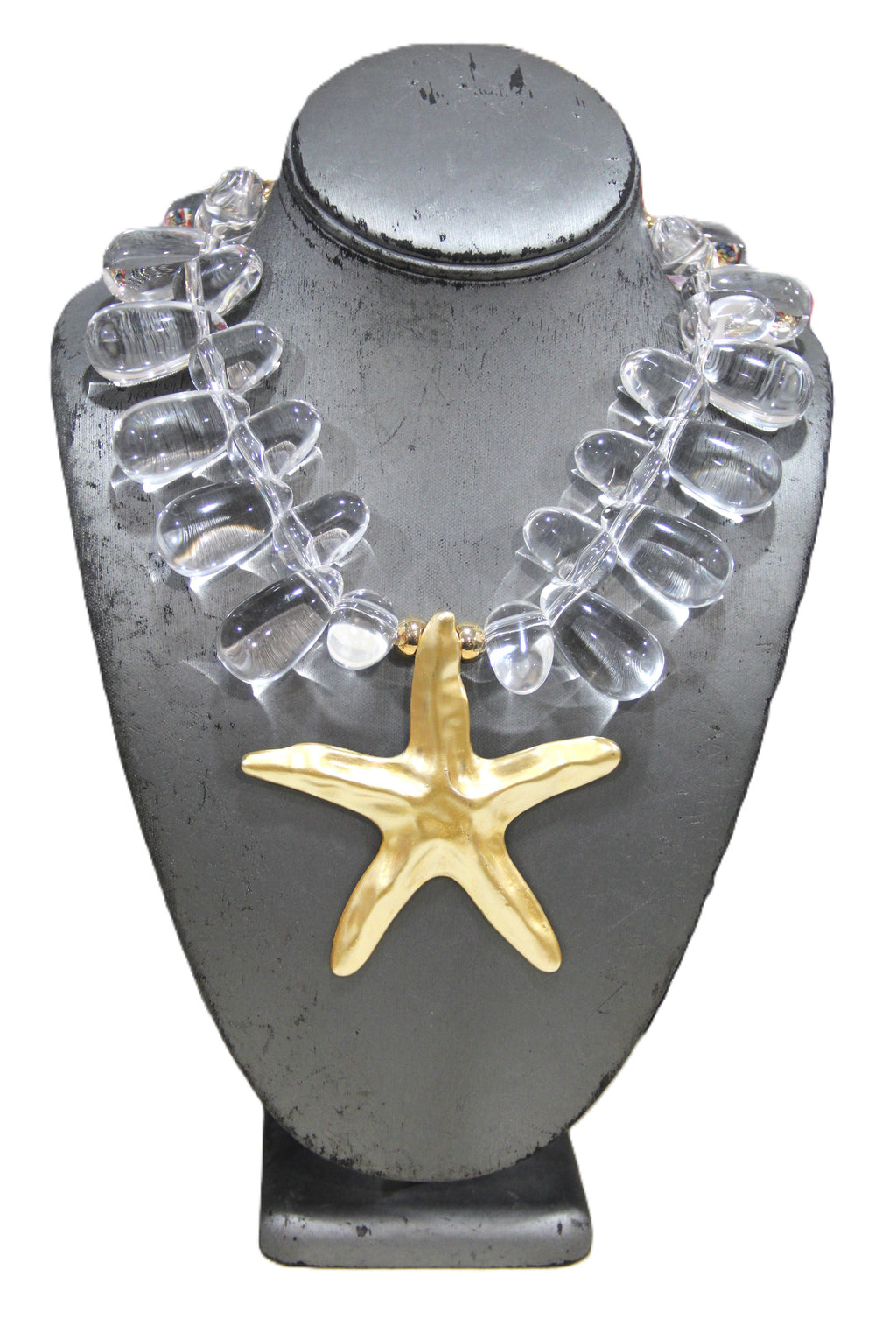 MODERN METAL STARFISH & CHUNKY RESIN STATEMENT NECKLACE