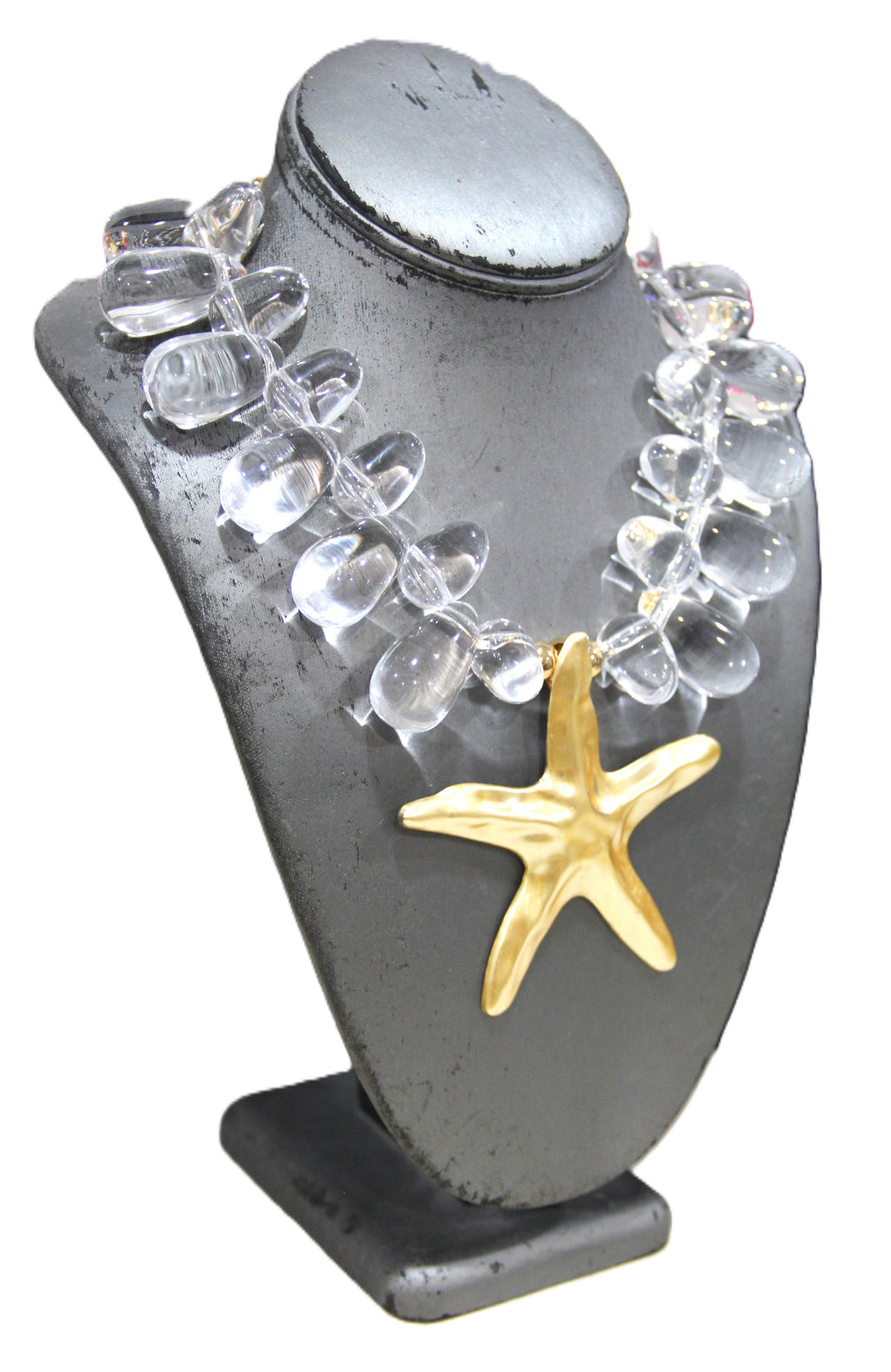 MODERN METAL STARFISH & CHUNKY RESIN STATEMENT NECKLACE