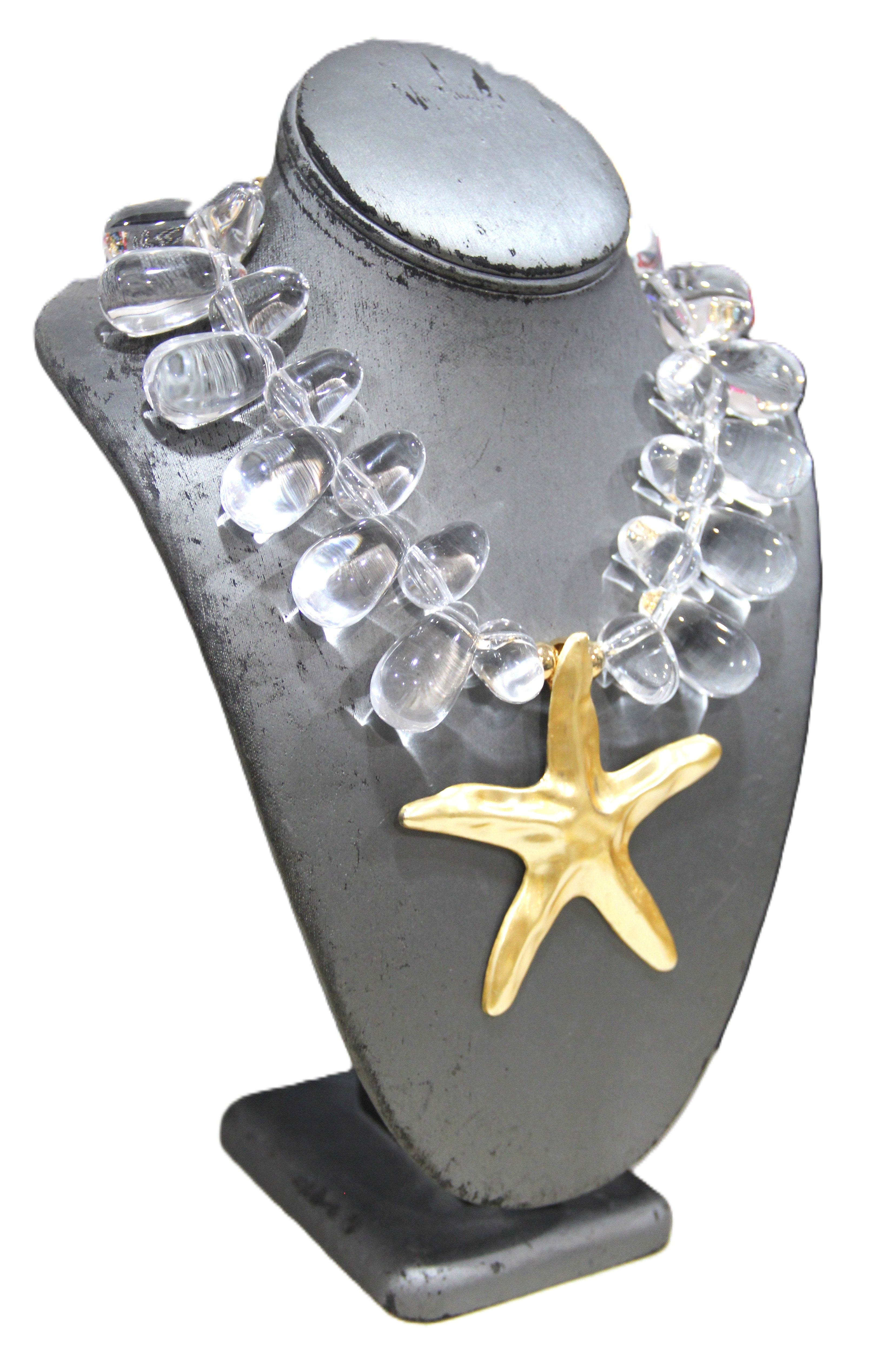 MODERN METAL STARFISH & CHUNKY RESIN STATEMENT NECKLACE