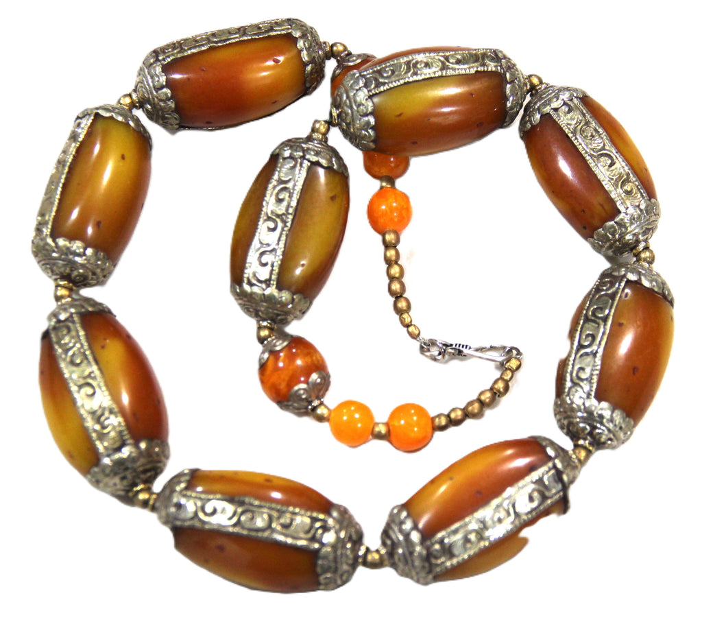 TIBETAN COPAL STATEMENT NECKLACE